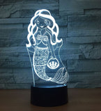 Mermaid 3D Illusion Led Table Lamp 7 Color Change LED Desk Light Lamp Mermaid Decoration