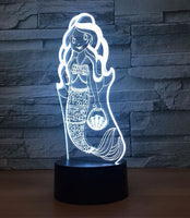 Mermaid 3D Illusion Led Table Lamp 7 Color Change LED Desk Light Lamp Mermaid Decoration