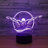 Swimming 3D Illusion Led Table Lamp 7 Color Change LED Desk Light Lamp Swimming Sports Decoration