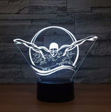 Swimming 3D Illusion Led Table Lamp 7 Color Change LED Desk Light Lamp Swimming Sports Decoration