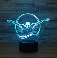 Swimming 3D Illusion Led Table Lamp 7 Color Change LED Desk Light Lamp Swimming Sports Decoration