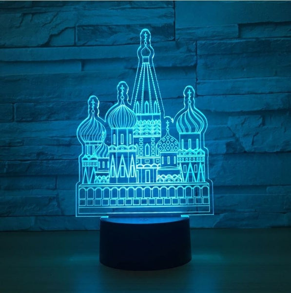 The castle 3D Illusion Led Table Lamp 7 Color Change LED Desk Light Lamp The castle Decoration Gifts