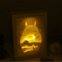 My neighbor totoro 3D Paper Carving Light Warm Night LED Light Lamp LED Desk Light Lamp Decoration Totoro Gifts Children Gift Birthday Gifts Christmas Gifts