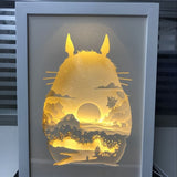 My neighbor totoro 3D Paper Carving Light Warm Night LED Light Lamp LED Desk Light Lamp Decoration Totoro Gifts Children Gift Birthday Gifts Christmas Gifts