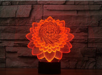 Lotus 3D Illusion Led stolní lampa 7 barev LED stolní lampa se změnou barvy lotus Domácí dekorace