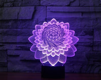 Lotus 3D Illusion Led stolní lampa 7 barev LED stolní lampa se změnou barvy lotus Domácí dekorace