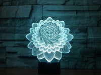 Lotus 3D Illusion Led stolní lampa 7 barev LED stolní lampa se změnou barvy lotus Domácí dekorace