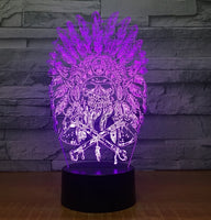 The indians Skull 3D Illusion Led Table Lamp 7 Color Change LED Desk Light Lamp The indians Skull Birthday Gifts Christmas Gifts