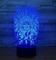 The indians Skull 3D Illusion Led Table Lamp 7 Color Change LED Desk Light Lamp The indians Skull Birthday Gifts Christmas Gifts