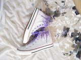 Fashion Purple Wisteria flowers Shoes, Casual High top Custom Flat Shoes, Lace Individuality Doodle Sneaker gift