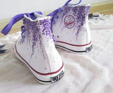 Fashion Purple Wisteria flowers Shoes, Casual High top Custom Flat Shoes, Lace Individuality Doodle Sneaker gift