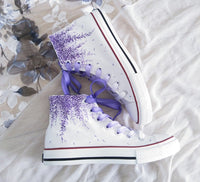 Fashion Purple Wisteria flowers Shoes, Casual High top Custom Flat Shoes, Lace Individuality Doodle Sneaker gift